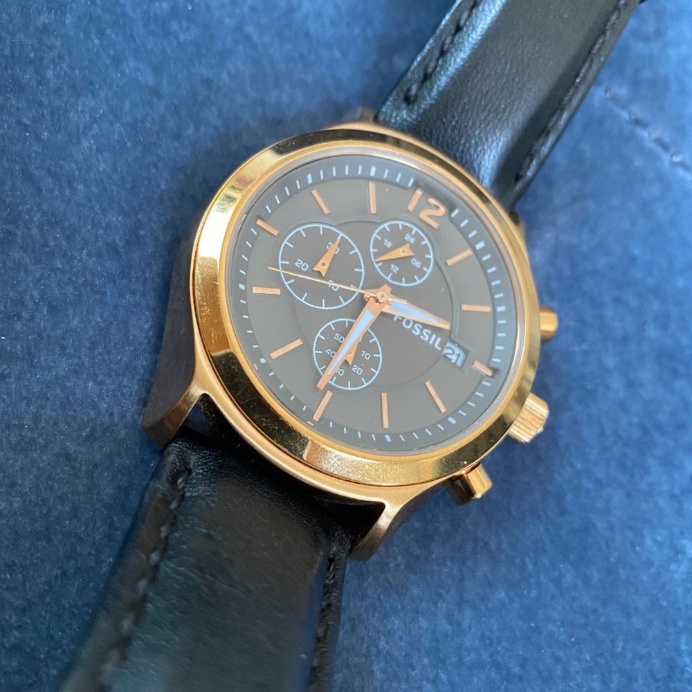 Men'sFossil Rose Gold Black Watch BQ2050 Like NEW - Picture 7 of 13